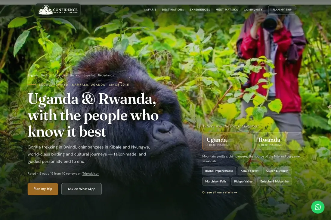 Confidence Africa Tours homepage