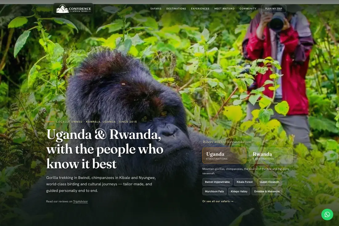 The Confidence Africa Tours homepage